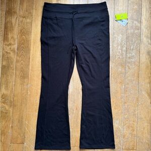 Vively Ribbed Black Flared Yoga Pant Leggings with Drawstring XL NWT